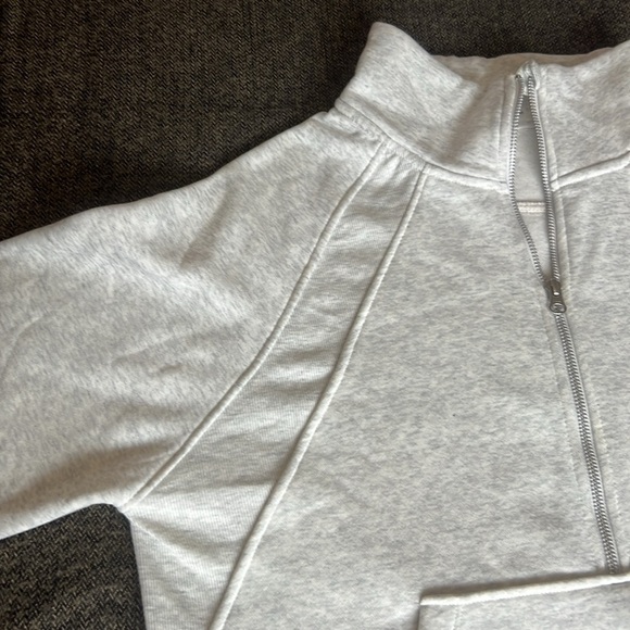 NWOT Women's Danskin White Half-Zip Sweater sz L Kangaroo Pocket Heather White - Picture 8 of 11